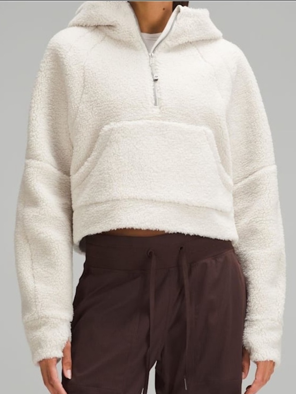 Lululemon Athletica Sherpa Half-Zip Pullover Hoodie In Bone Size M/L